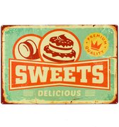 Spreukbord - Sweets Snoepjes - Hout - Vintage - Retro - Bord - Tekstbord - Wandbord - Wanddecoratie - Muurdecoratie - Cafe - Bar - Man - Cave
