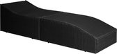 vidaXL Ligbed met kussen poly rattan zwart