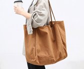 Canvas tas - Shopper canvas M - Schoudertas bruin - Vrouwentas - Tote bag - Strandtas - Hii You