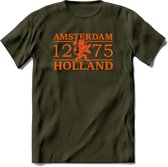 Amsterdam T-Shirt | Souvenirs Holland Kleding | Dames / Heren / Unisex Koningsdag shirt | Grappig Nederland Fiets Land Cadeau | - Leger Groen - XL