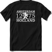 Amsterdam T-Shirt | Souvenirs Holland Kleding | Dames / Heren / Unisex Koningsdag shirt | Grappig Nederland Fiets Land Cadeau | - Zwart - S