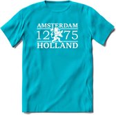 Amsterdam T-Shirt | Souvenirs Holland Kleding | Dames / Heren / Unisex Koningsdag shirt | Grappig Nederland Fiets Land Cadeau | - Blauw - L