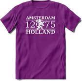 Amsterdam T-Shirt | Souvenirs Holland Kleding | Dames / Heren / Unisex Koningsdag shirt | Grappig Nederland Fiets Land Cadeau | - Paars - XXL