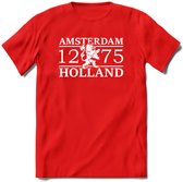 Amsterdam T-Shirt | Souvenirs Holland Kleding | Dames / Heren / Unisex Koningsdag shirt | Grappig Nederland Fiets Land Cadeau | - Rood - L