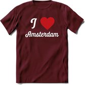 I Love Amsterdam T-Shirt | Souvenirs Holland Kleding | Dames / Heren / Unisex Koningsdag shirt | Grappig Nederland Fiets Land Cadeau | - Burgundy - L