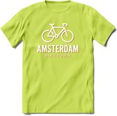 Amsterdam Bike Town T-Shirt | Souvenirs Holland Kleding | Dames / Heren / Unisex Koningsdag shirt | Grappig Nederland Fiets Land Cadeau | - Groen - S