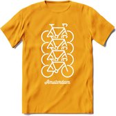 Amsterdam Fiets Stad T-Shirt | Souvenirs Holland Kleding | Dames / Heren / Unisex Koningsdag shirt | Grappig Nederland Fiets Land Cadeau | - Geel - 3XL