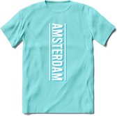 Amsterdam T-Shirt | Souvenirs Holland Kleding | Dames / Heren / Unisex Koningsdag shirt | Grappig Nederland Fiets Land Cadeau | - Licht Blauw - S