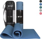 Yoga mat - Fitness mat blauw - Sport mat - Yogamat anti slip & eco - Extra Dik - Duurzaam TPE materiaal - Incl Draagtas van Rockerz Fitness®