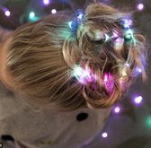 Haarlichtjes - Led Hair Lights - Multi Color - Led Haar Lichtjes - Haaraccessoire - Vlecht - Ibiza - Bruiloft - Haarversiering - Carnaval - 18x Led - 90 cm