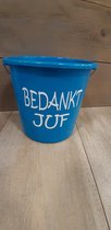 Emmer - Tekst - Blauw - 5 liter - Bedankt Juf" - Kado - Juffenkado