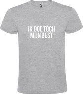 Grijs  T shirt met  print van "Ik doe toch mijn best. " print Wit size XXL