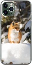 Geschikt voor iPhone 11 Pro hoesje - Vos - Sneeuw - Boom - Siliconen Telefoonhoesje