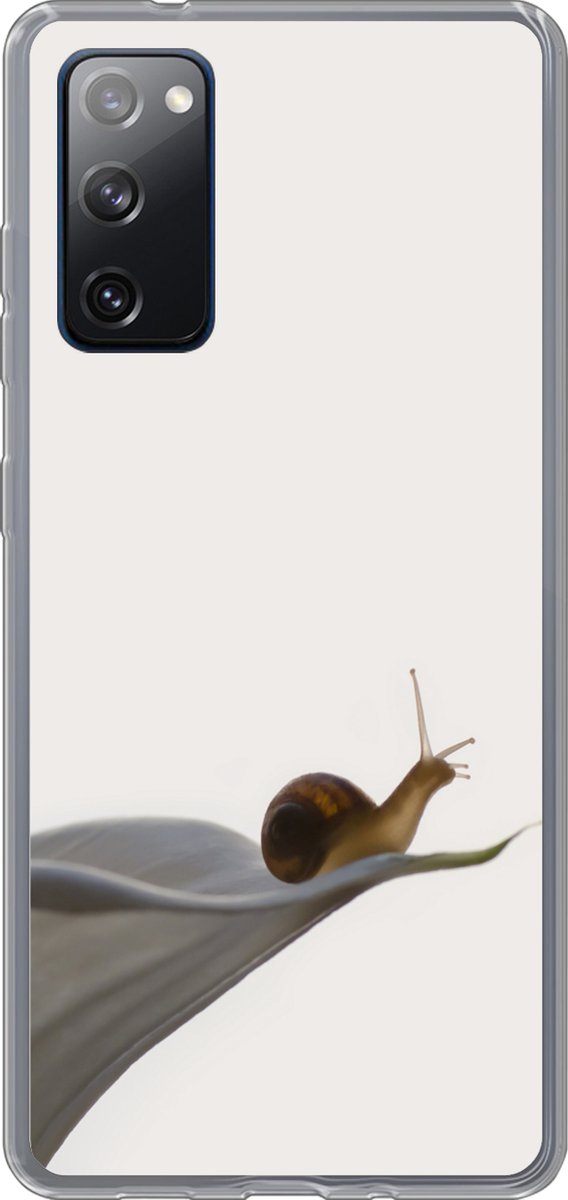 Telefoonhoesje Geschikt voor Samsung Galaxy S20 FE hoesje - Slak - Lelie - Grijs - Siliconen Telefoonhoesje Telefoonhoesje