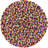 Vilten bolletjes kleed diameter 100x2 cm - multicolour