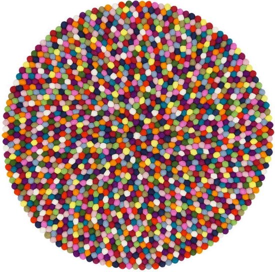 Vilten bolletjes kleed diameter 100x2 cm - multicolour | bol.