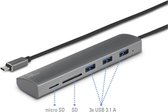 Renkforce 3 + 2 poorten USB 3.2 Gen 1-hub Met ingebouwde SD-kaartlezer, Met aluminium behuizing Zilver
