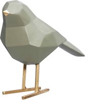 Decoratievogel Groen Goud - 13cm x 14cm x 6.5cm - Decoratie - Vogel - huis aankleding - woonkamer - slaapkamer - kast decoratie - gouden poten - gratis verzenden