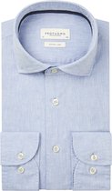Profuomo slim fit overhemd - Oxford katoen met linnen - lichtblauw - Strijkvriendelijk - Boordmaat: 44