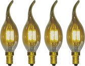 Led Lamp E14 - Tip kaars - 2W (vervangt 20 a 25w) - Goud - Vintage - Dimbaar - Retro look - Amber kleurig - Goud kleurig - Extra warm wit licht - 4 Stuks