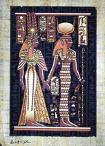 Egyptische papyrus met afbeelding van een farao en zijn koningin