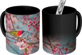 Magische Mok - Foto op Warmte Mok - Vogel - Sakura - Kleuren - 350 ML - Uitdeelcadeautjes