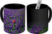 Magische Mok - Foto op Warmte Mokken - Koffiemok - Veld met hyacinten en een tulp - Magic Mok - Beker - 350 ML - Theemok
