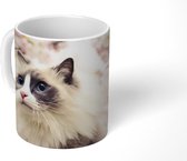 Mok - Sakura - Kat - Kleuren - 350 ML - Beker - Uitdeelcadeautjes