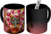 Magische Mok - Foto op Warmte Mok - Dier - Bloemen - Hond - 350 ML - Uitdeelcadeautjes