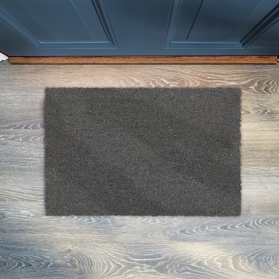 Relaxdays deurmat kokos, voetmat natuur-rood gestreept, 40x60, kokosmat binnen & buiten, antislip, weerbestendig, natuur
