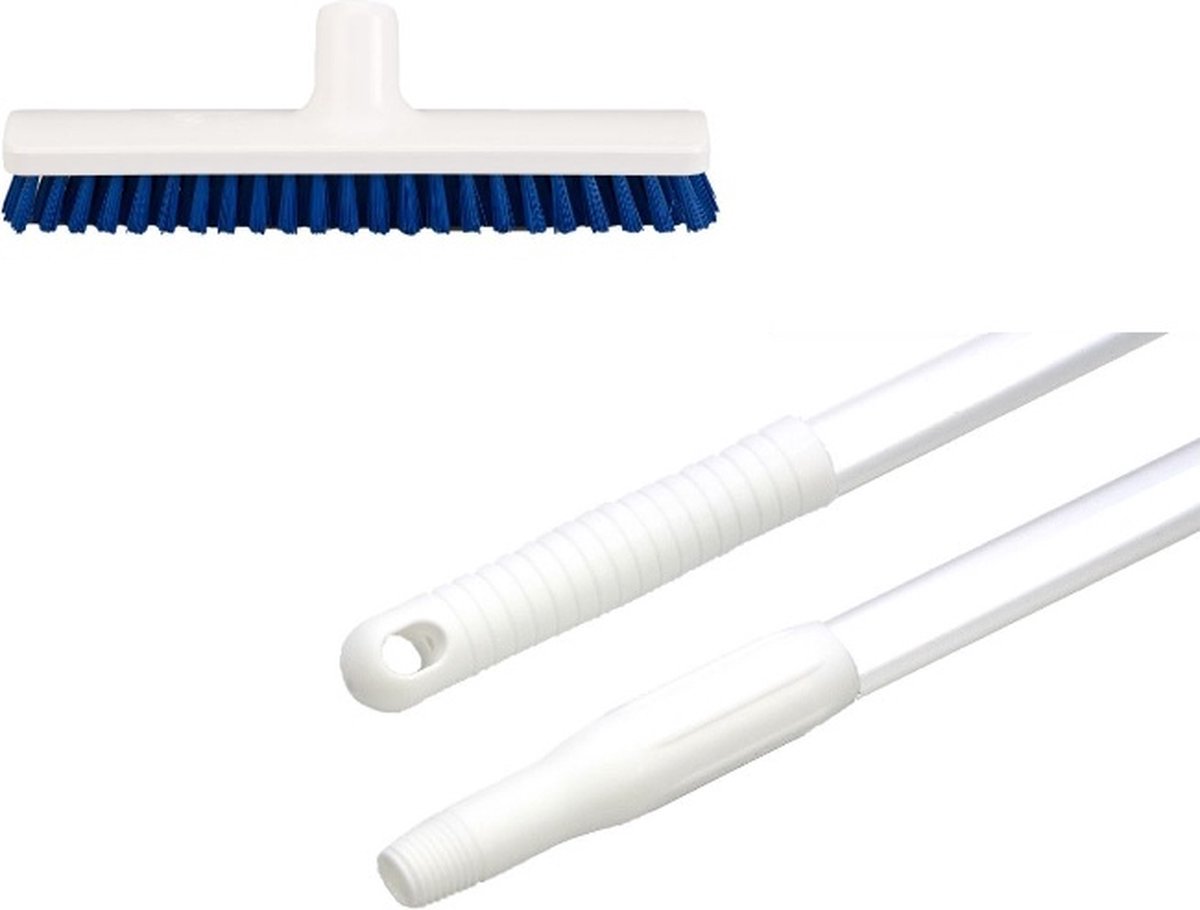 Goedkoopste Luiwagen met steel - Schrobber PBT witte steel Hygiënische schrobbezem