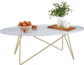 Loft Home Wit Marmer Salontafel | Moderne Bijzettafel | Koffietafel | Tafel | 120 x 60 CM Marmer | Wit/Goud