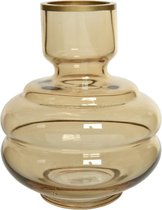 Bloemen vaas amber transparant/goud van glas 18 cm hoog diameter 15 cm - Handgemaakte stijlvolle vazen