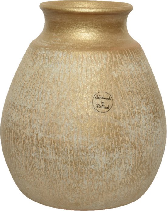 Vase à Fleurs en terre cuite de couleur or antique 26 cm de haut