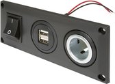 ProCar 67326010 Inbouwstopcontact met USB-A dubbel stopcontact schakelbaar + 1 power-contactdoos Stroombelasting (max.)