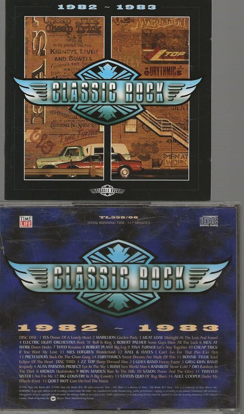 Twee cd's met klassieke rockmuziek uit 1982-1983, met artiesten zoals Cheap Trick, Eurythmics en ZZ Top.