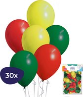 Ballonnen Set - Geel / Rood / Groen - 30 Stuks - Latex - Geschikt voor Helium