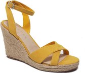 Costes Leren Sandalen Met Sleehak Geel Maat 39