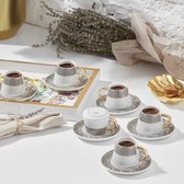 Karaca - Globe -Turkse koffiemokken set / Turkse koffiekopjesset - Porselein - voor 6 personen, 12-delig - 6 espressokopjes en 6 schoteltjes - mokka kopjes - koffieserviesset