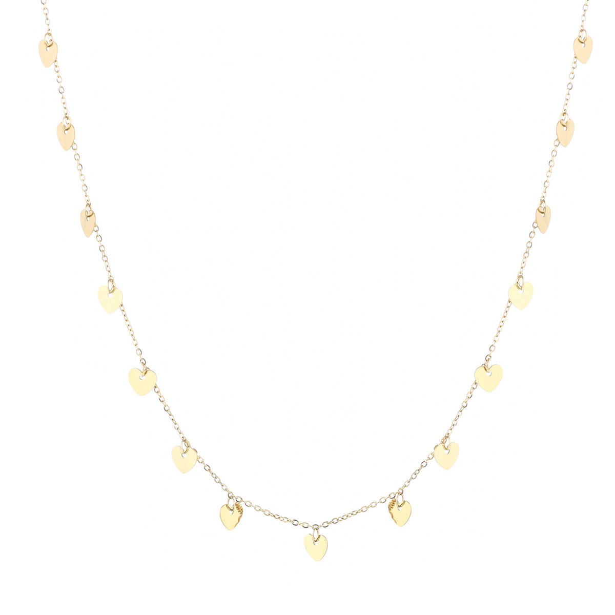 Michelle Bijoux - Ketting - Schakel - Hartjes - Hearts - Liefde - Goudkleurig
