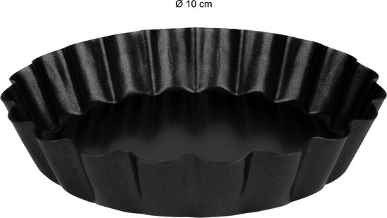 Krumble Moules à Quiche - Mini Moules à Quiche - Set de 6 - Métal - Diamètre 10 cm - Gris Foncé