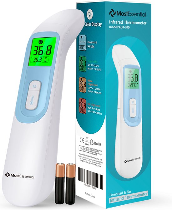 Voorwoord werper impliceren MostEssential Premium Koortsthermometer - Oorthermometer - Infrarood  Thermometer -... | bol.com