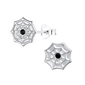 Joie|S - Boucles d'oreilles toile d'araignée argent - 9 mm - cristal noir