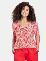 SAMOON Dames Shirt met halflange mouwen en grafische print EcoVero Strawberry Red gemustert-54