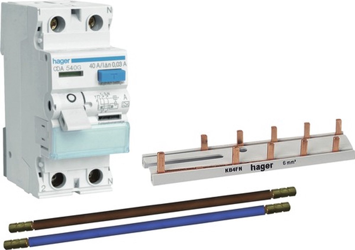 Hager Vision Aardlekschakelaar - VKS151S - E35X4 - 2-polig 40 A 30mA Klasse A