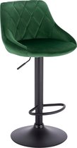 Kamyra® Industriële Velvet Barkruk - Barstoelen met Rugleuning - Verstelbare Zithoogte 60 - 82 cm – Donker Groen 38 x 35 cm