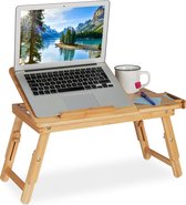Relaxdays laptoptafel bamboe - verstelbaar - inklapbare computer bedtafel - schoottafel