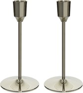 Set van 3x stuks luxe diner kaarsen staande kandelaar aluminium kleur zilver 15 cm - Diameter onderkant 7 cm