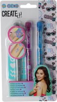 Create It! Tattoo Geurpennen 3 stuks met Sjabloon Zilver Roze Blauw