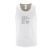 Witte Tanktop sportshirt met "If you're reading this bring me a Beer " Print Zilver Size M